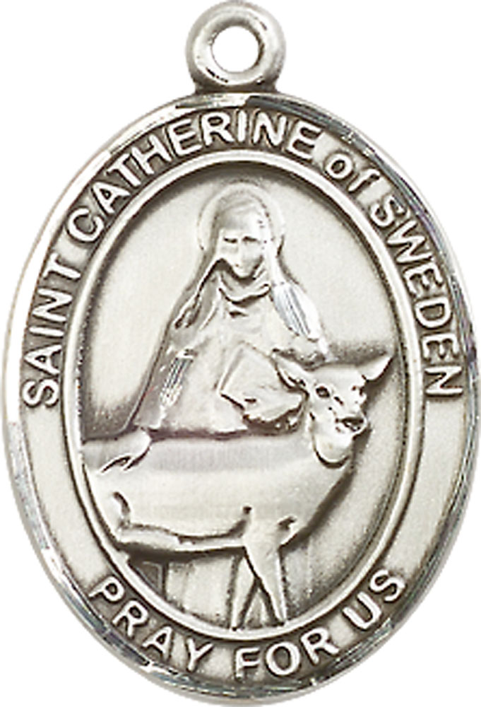 Sterling Silver Saint Catherine of Sweden Medal