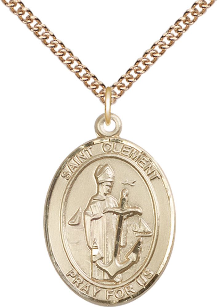 14kt Gold Filled Saint Clement Pendant on a 24 inch Gold Filled Heavy Curb chain