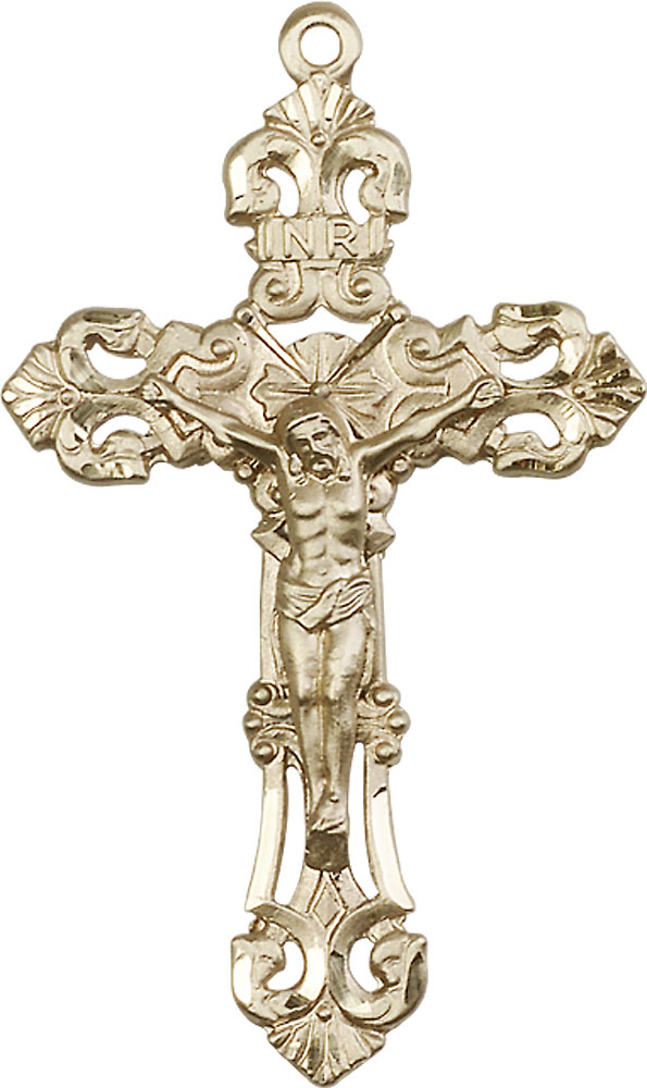 14kt Gold Crucifix Medal