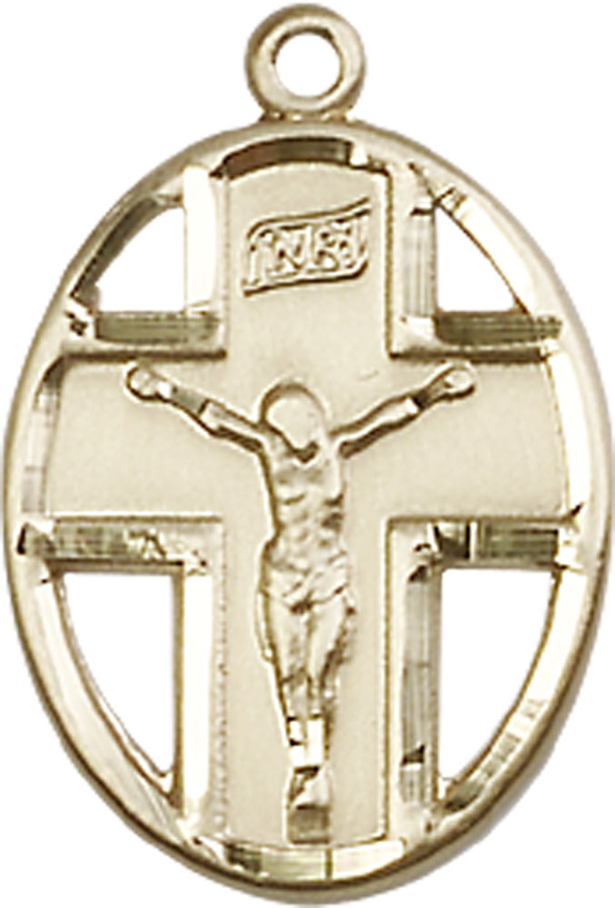 14kt Gold Crucifix Medal
