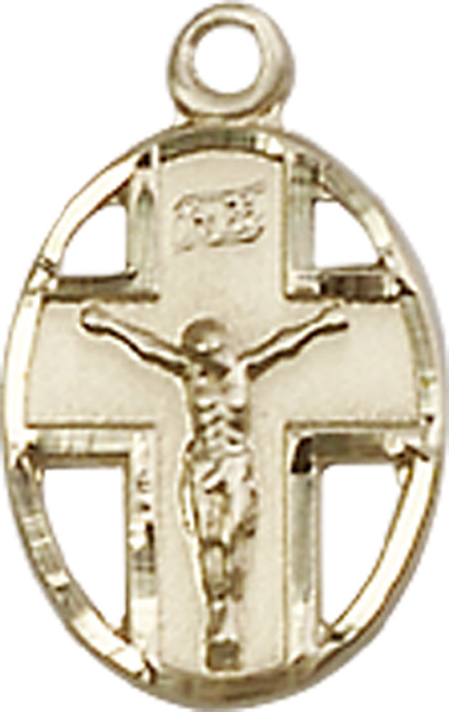 14kt Gold Crucifix Medal
