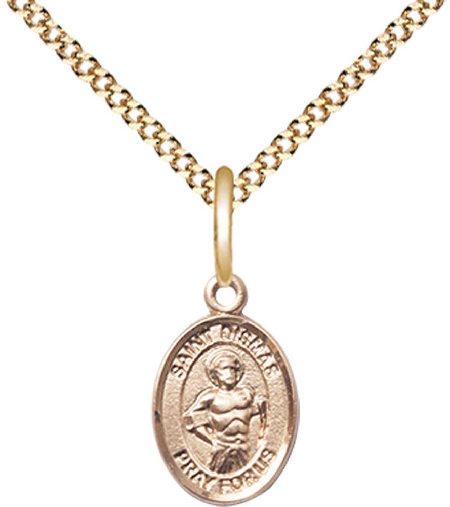 14kt Gold Filled Saint Dismas Pendant on a 18 inch Gold Plate Light Curb chain