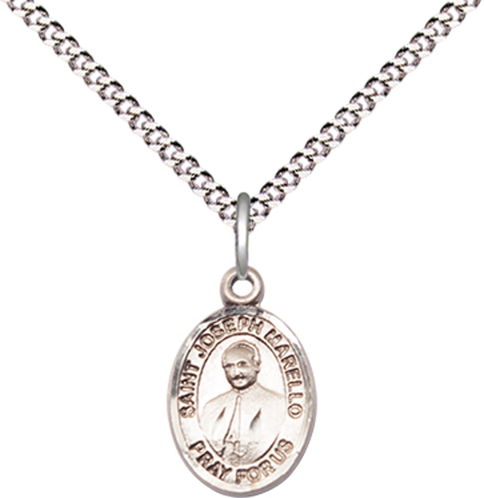 Sterling Silver Saint Joseph Marello Pendant on a 18 inch Light Rhodium Light Curb chain