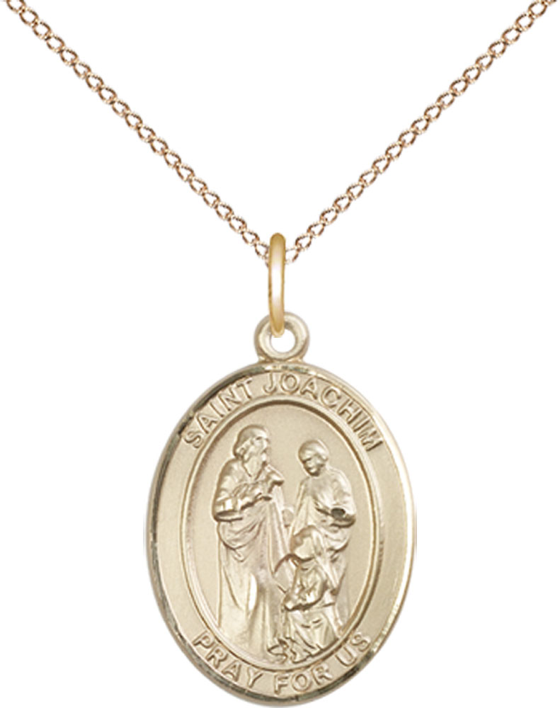 14kt Gold Filled Saint Joachim Pendant on a 18 inch Gold Filled Light Curb chain