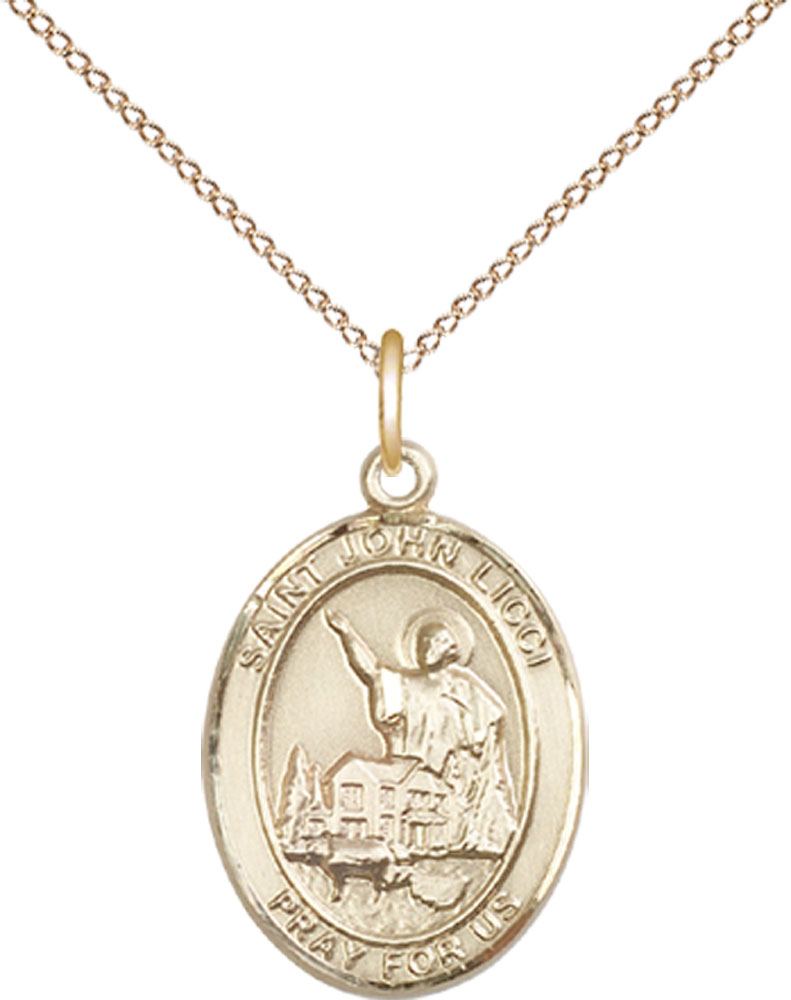 14kt Gold Filled Saint John Licci Pendant on a 18 inch Gold Filled Light Curb chain