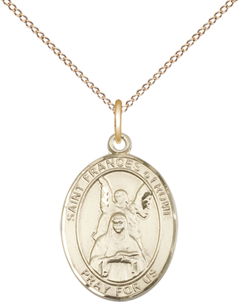 14kt Gold Filled Saint Frances of Rome Pendant on a 18 inch Gold Filled Light Curb chain