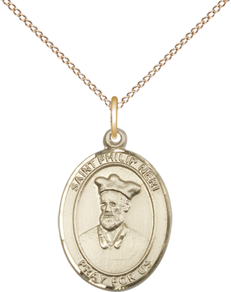 14kt Gold Filled Saint Philip Neri Pendant on a 18 inch Gold Filled Light Curb chain