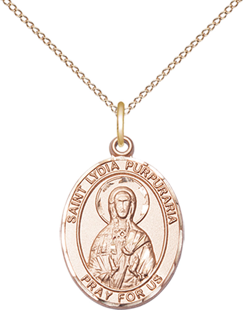 14kt Gold Filled Saint Lydia Purpuraria Pendant on a 18 inch Gold Filled Light Curb chain