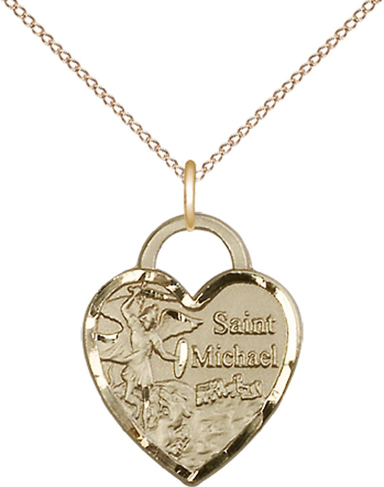 14kt Gold Filled Saint Michael the Archangel Pendant on a 18 inch Gold Filled Light Curb chain