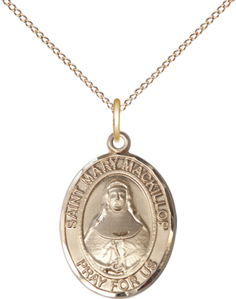 14kt Gold Filled Saint Mary Mackillop Pendant on a 18 inch Gold Filled Light Curb chain
