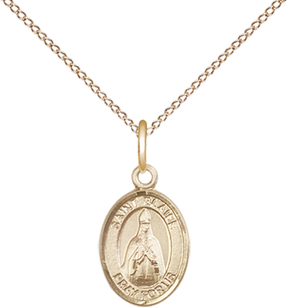 14kt Gold Filled Saint Blaise Pendant on a 18 inch Gold Filled Light Curb chain