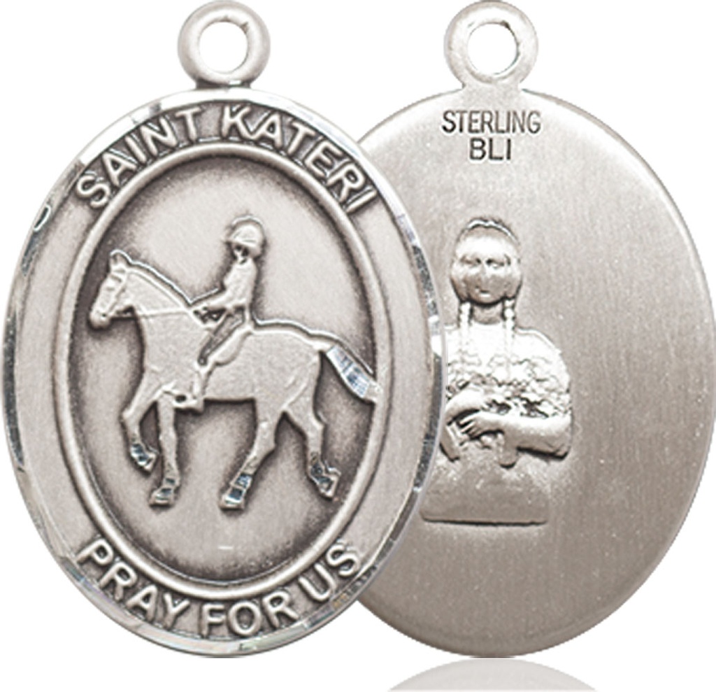 Sterling Silver Saint Kateri Equestrian Medal