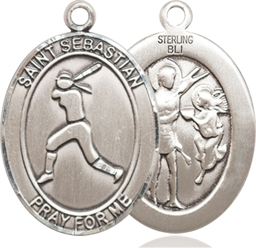Sterling Silver Saint Sebastian  Softball Medal