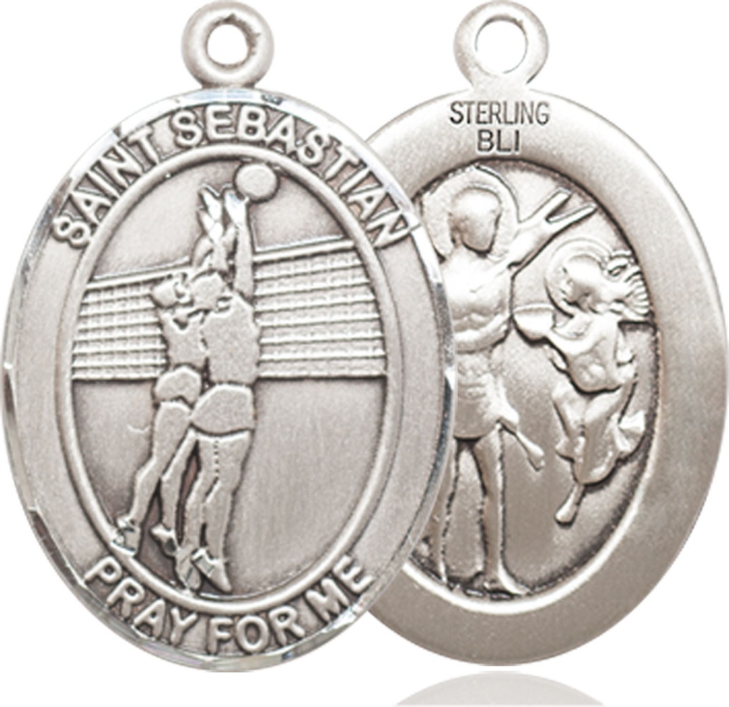 Sterling Silver Saint Sebastian Volleyball Medal