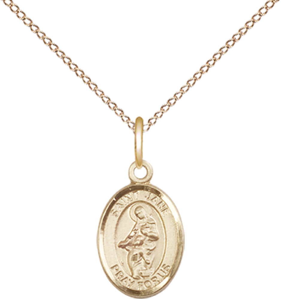 14kt Gold Filled Saint Jane of Valois Pendant on a 18 inch Gold Filled Light Curb chain