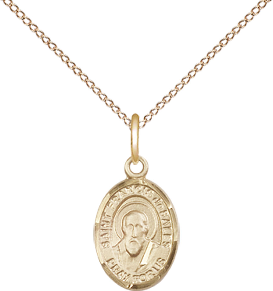 14kt Gold Filled Saint Francis de Sales Pendant on a 18 inch Gold Filled Light Curb chain