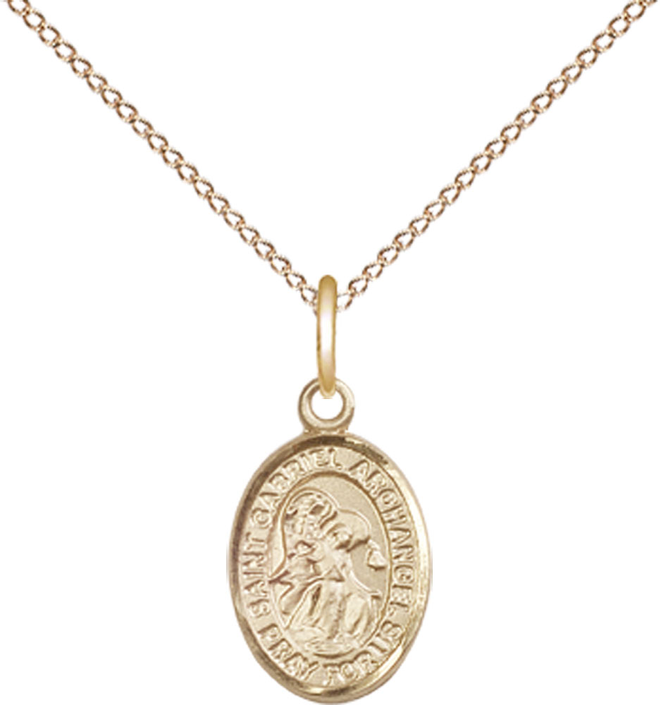 14kt Gold Filled Saint Gabriel the Archangel Pendant on a 18 inch Gold Filled Light Curb chain