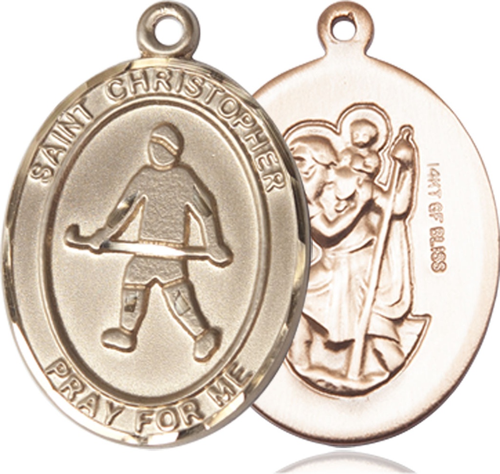 14kt Gold Filled Saint Christopher Field Hockey Medal