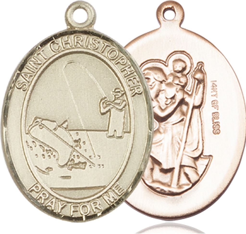14kt Gold Filled Saint Christopher Fishing Medal