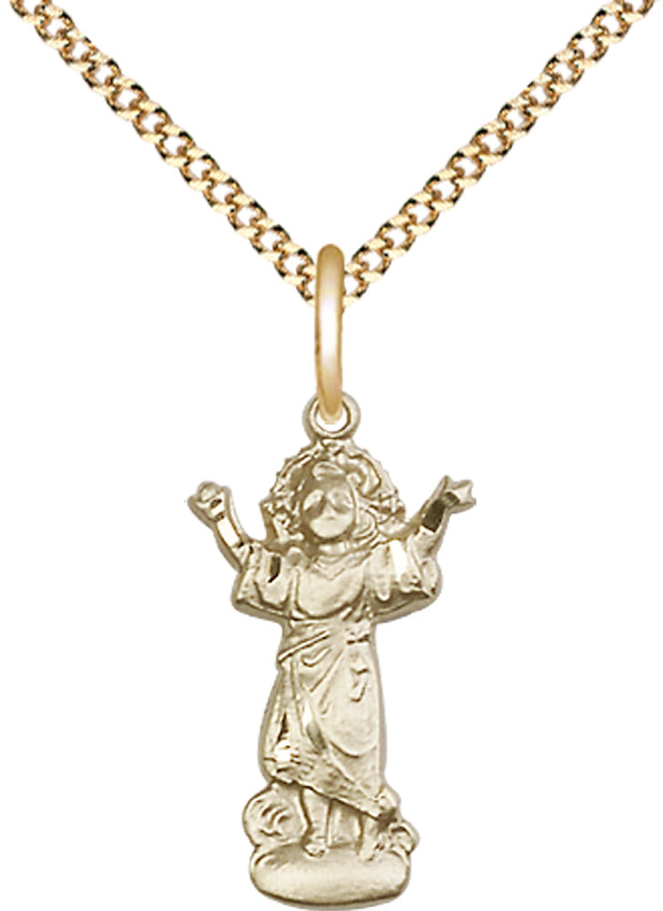 14kt Gold Filled Divino Nino Pendant on a 18 inch Gold Plate Light Curb chain