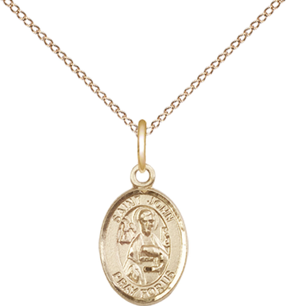 14kt Gold Filled Saint John the Apostle Pendant on a 18 inch Gold Filled Light Curb chain