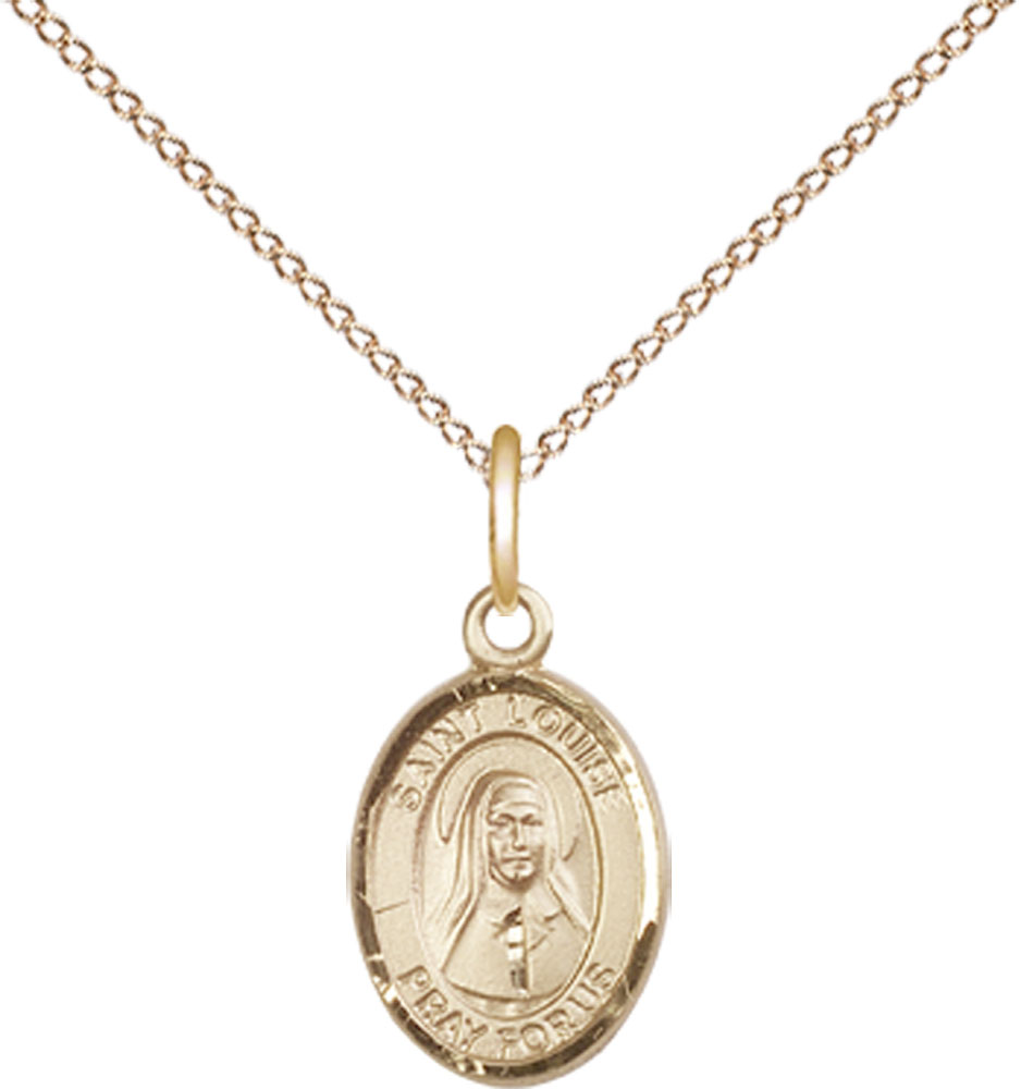 14kt Gold Filled Saint Louise de Marillac Pendant on a 18 inch Gold Filled Light Curb chain