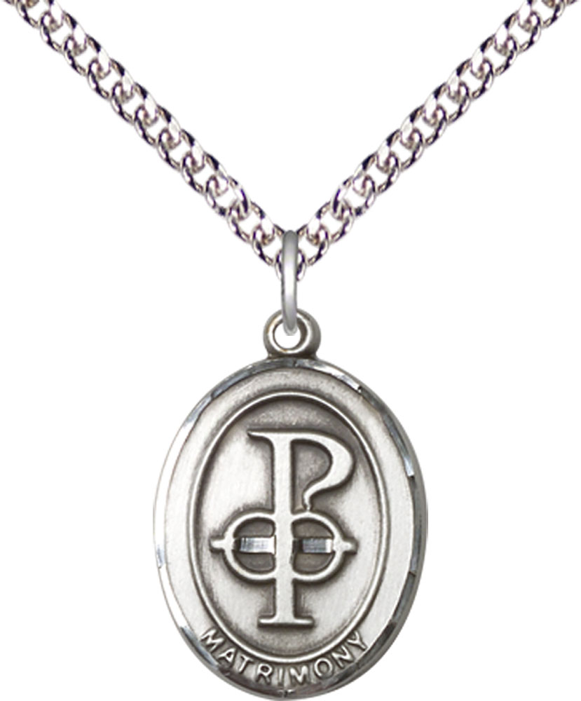 Sterling Silver Matrimony Pendant on a 24 inch Sterling Silver Heavy Curb chain