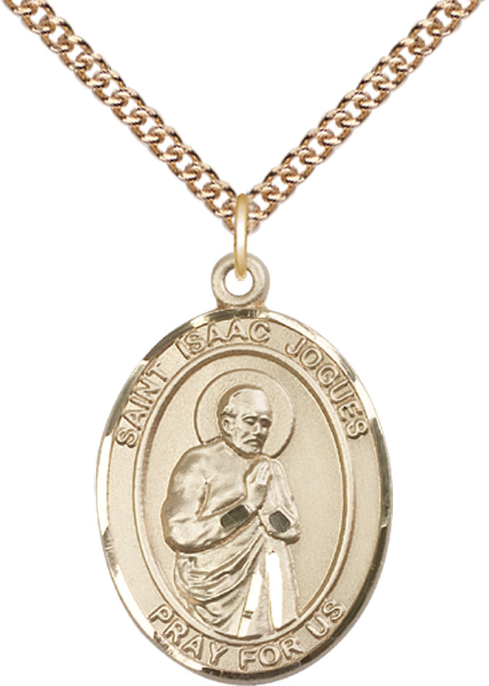14kt Gold Filled Saint Isaac Jogues Pendant on a 24 inch Gold Filled Heavy Curb chain