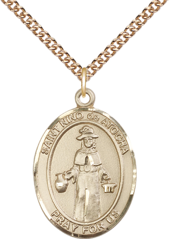 14kt Gold Filled Nino de Atocha Pendant on a 24 inch Gold Filled Heavy Curb chain