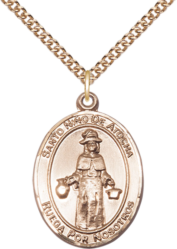 14kt Gold Filled Nino de Atocha Pendant on a 24 inch Gold Filled Heavy Curb chain