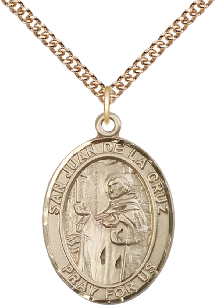 14kt Gold Filled San Juan de la Cruz Pendant on a 24 inch Gold Filled Heavy Curb chain
