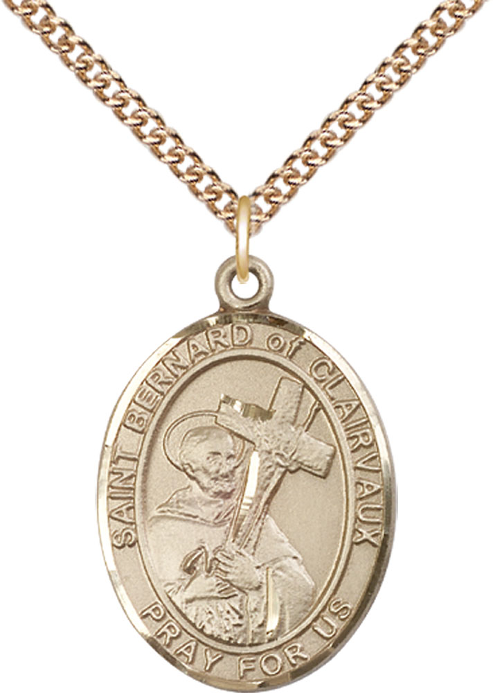 14kt Gold Filled Saint Bernard of Clairvaux Pendant on a 24 inch Gold Filled Heavy Curb chain