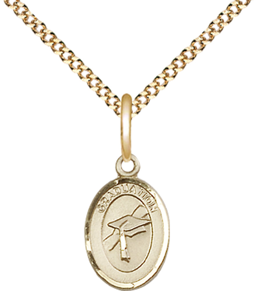 14kt Gold Filled Graduation Pendant on a 18 inch Gold Plate Light Curb chain