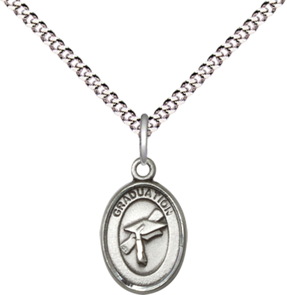 Sterling Silver Graduation Pendant on a 18 inch Light Rhodium Light Curb chain