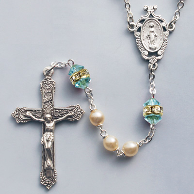 Aqua Birthstone Rosary