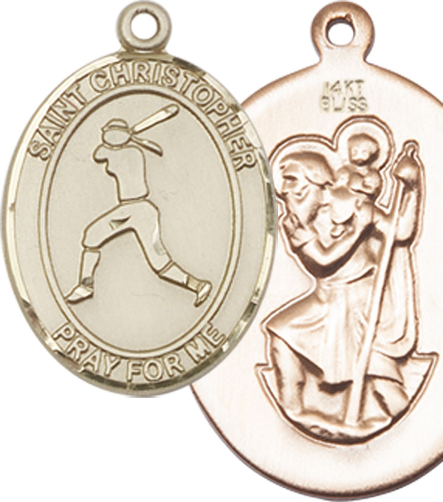 14kt Gold Saint Christopher Softball Medal