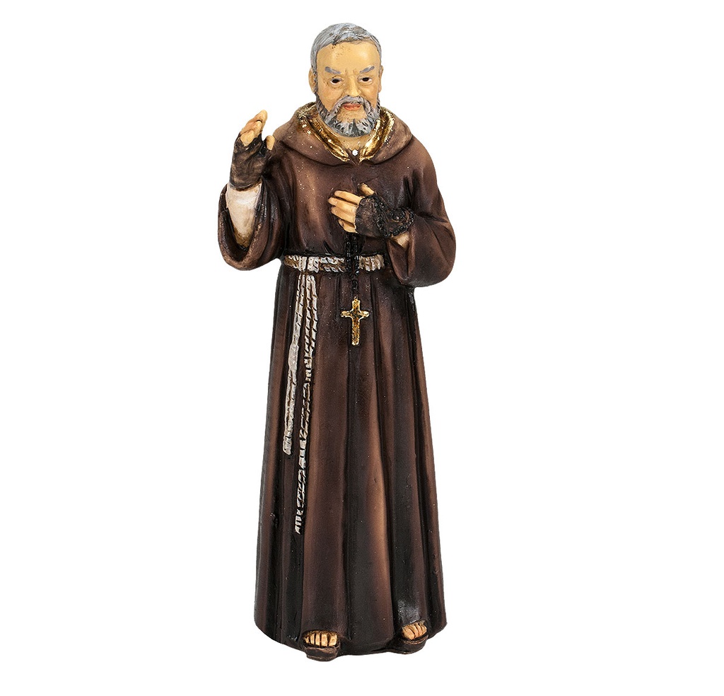 4" Cold Cast Resin Hand Painted Statue of St. Pio
