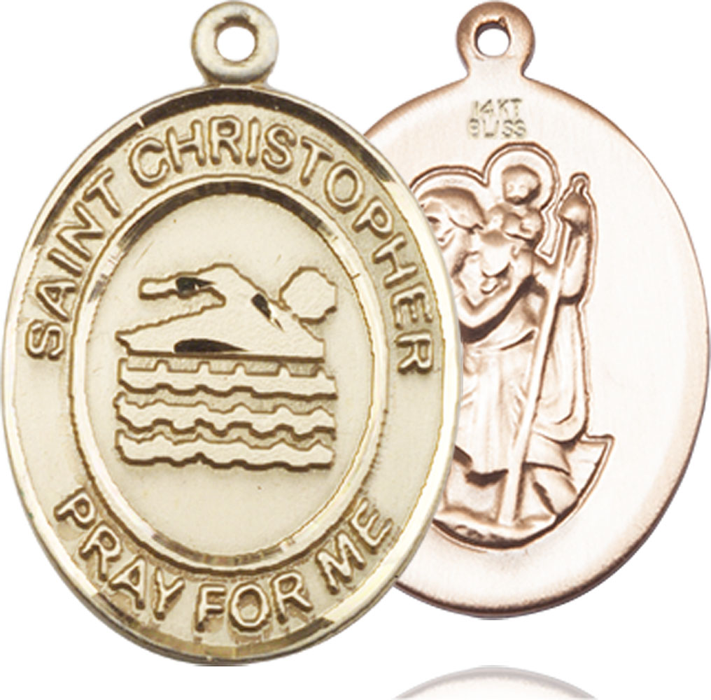 14kt Gold Saint Christopher Swimming Medal
