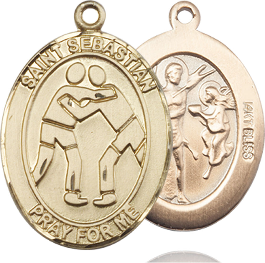14kt Gold Saint Sebastian Wrestling Medal