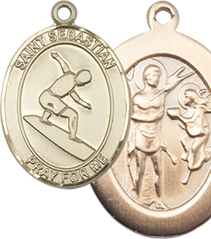 14kt Gold Saint Sebastian Surfing Medal