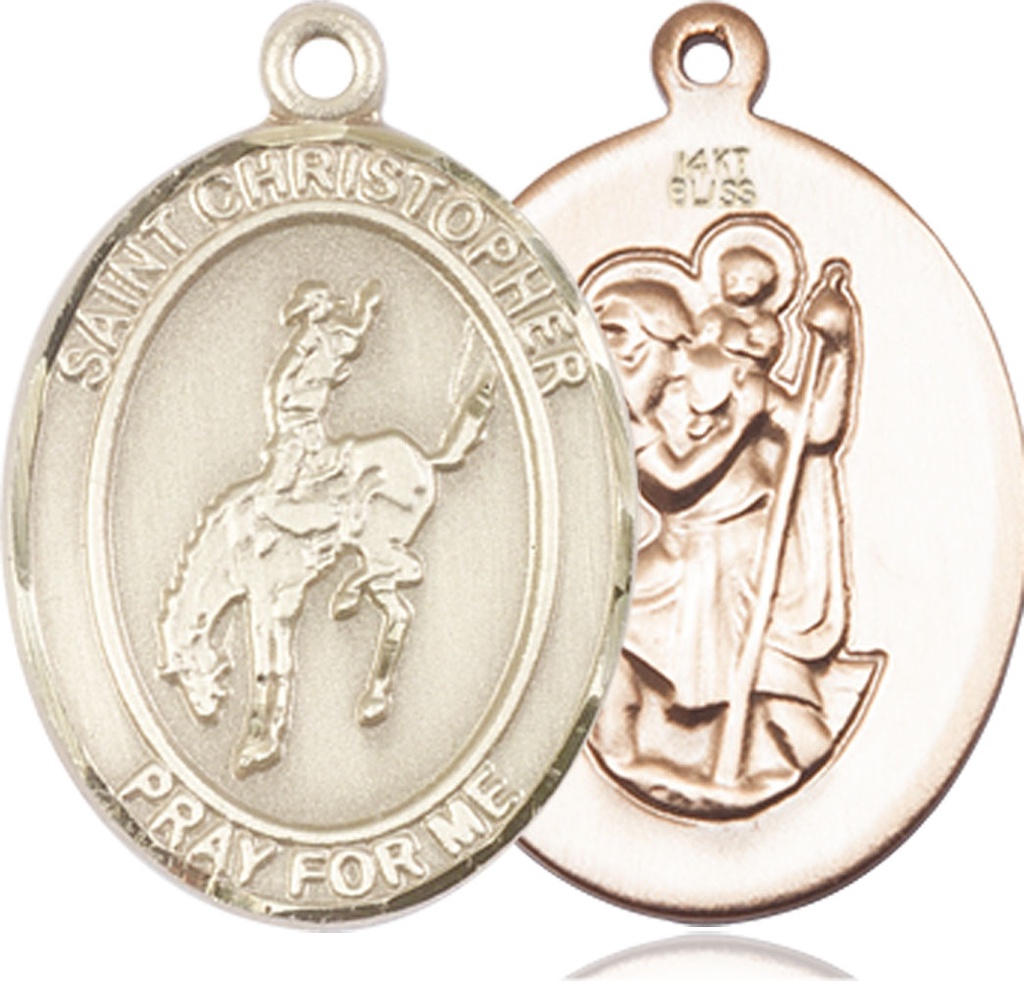 14kt Gold Saint Christopher Rodeo Medal