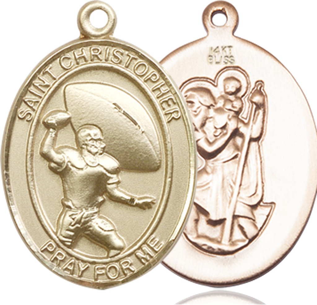 14kt Gold Saint Christopher Football Medal