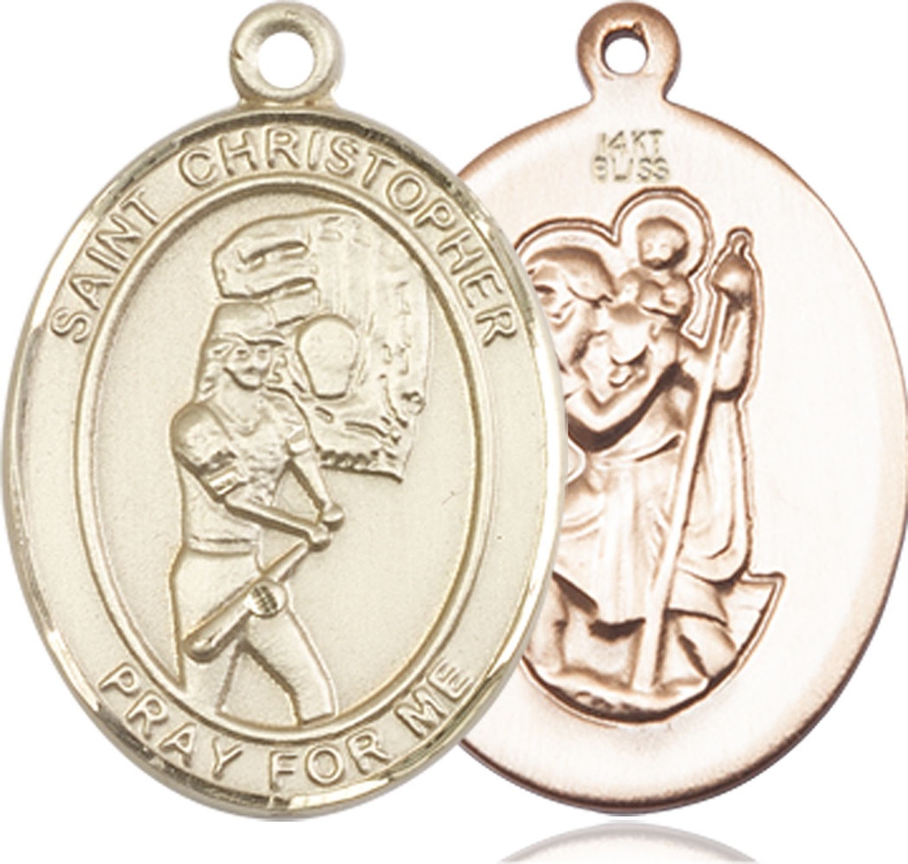 14kt Gold Saint Christopher Softball Medal