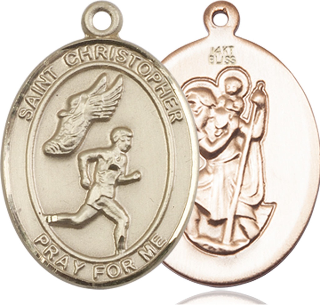 14kt Gold Saint Christopher Track&amp;Field Medal