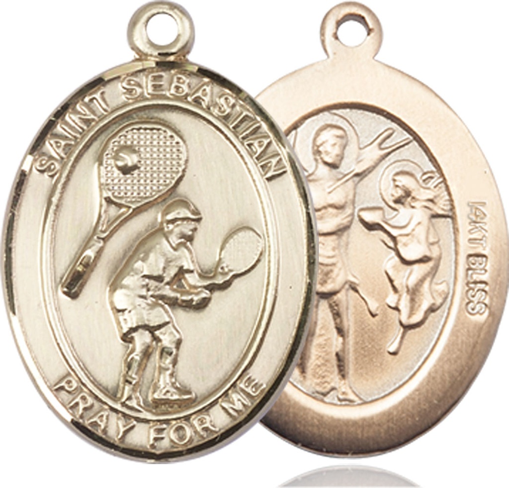 14kt Gold Saint Sebastian Tennis Medal