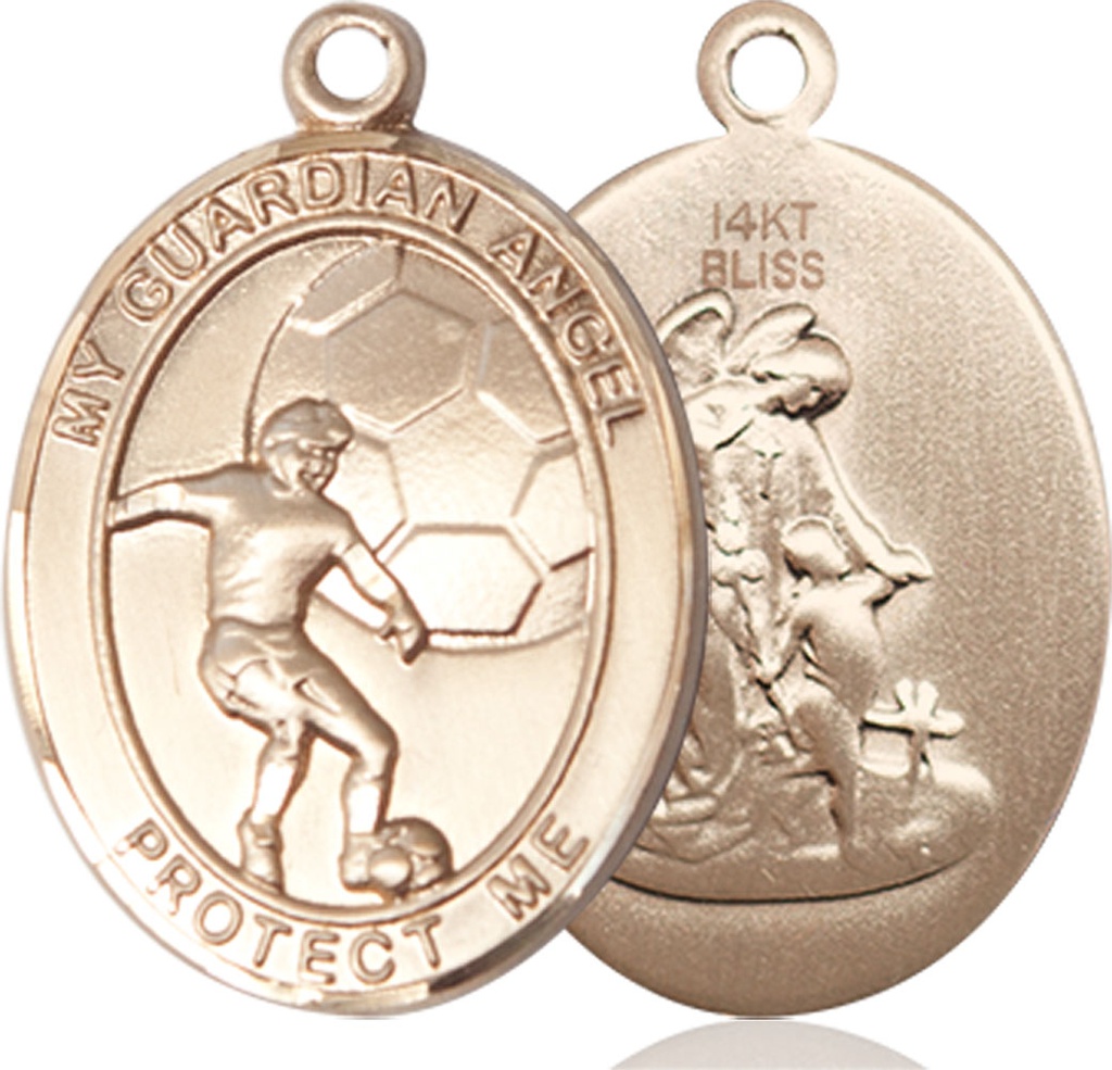14kt Gold Guardian Angel Soccer Medal