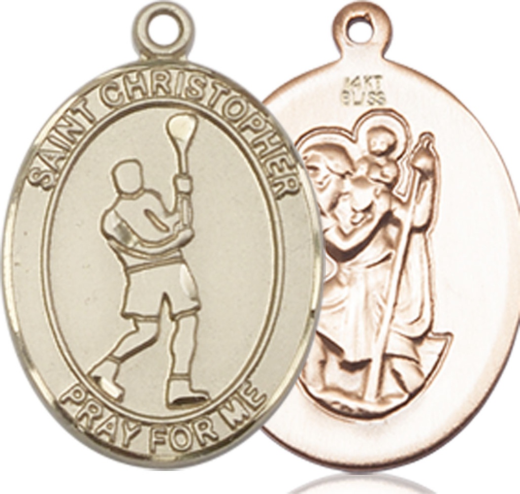 14kt Gold Saint Christopher Lacrosse Medal
