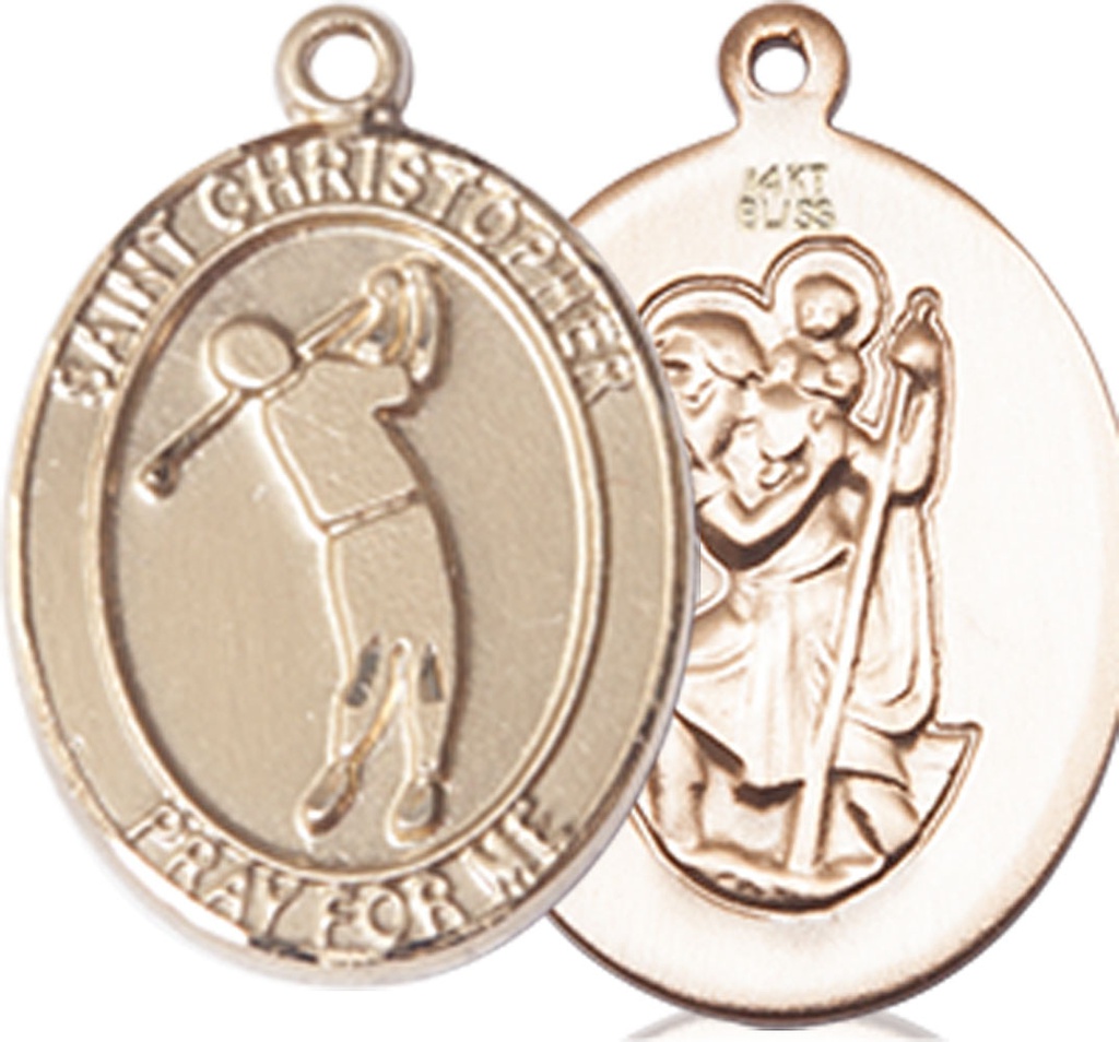 14kt Gold Saint Christopher Golf Medal