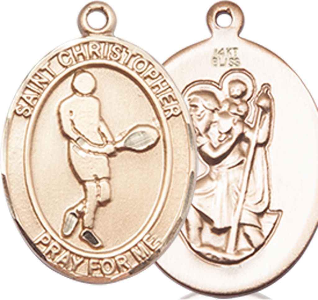 14kt Gold Saint Christopher Tennis Medal
