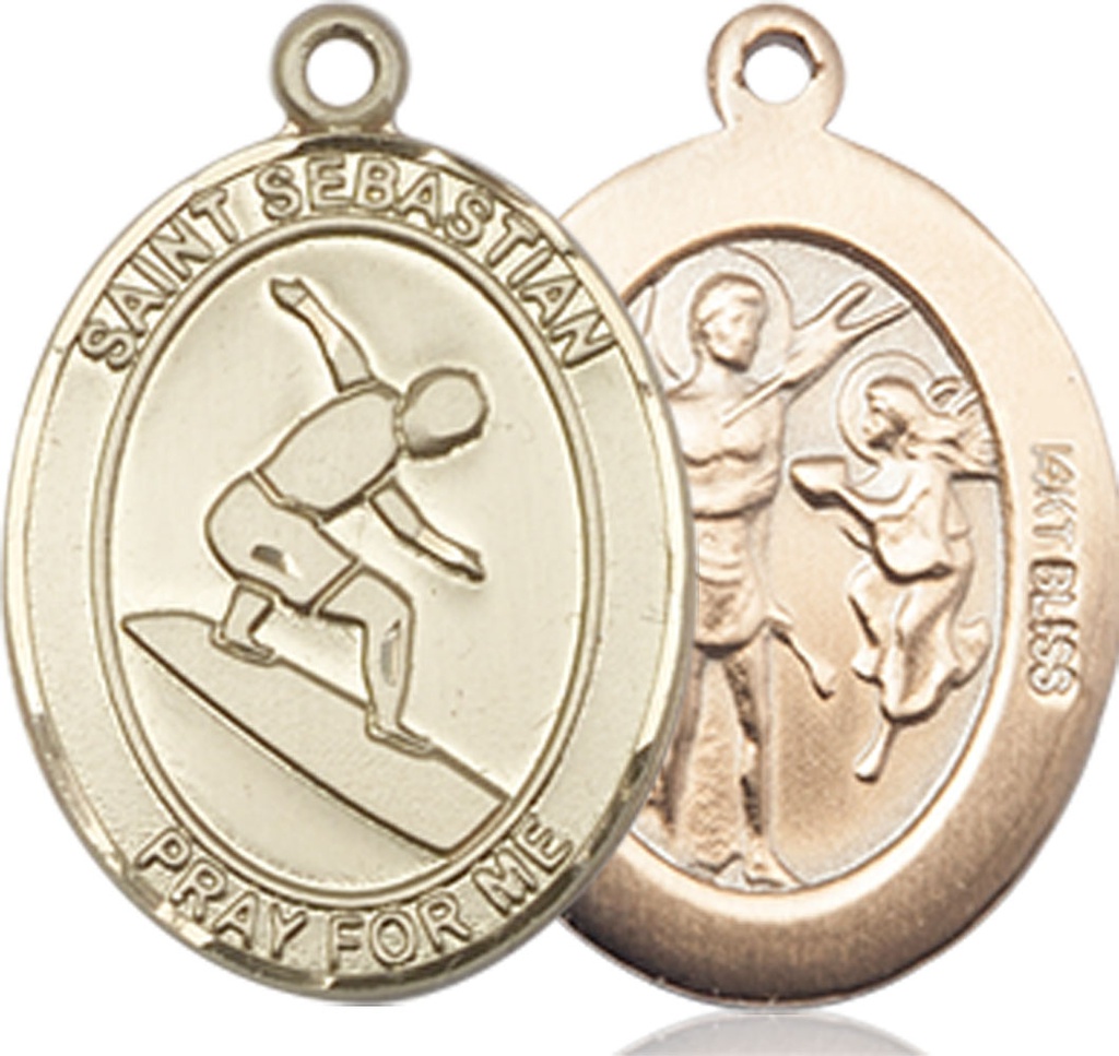 14kt Gold Saint Sebastian Surfing Medal
